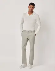 Hawes & Curtis Light Green Garment Dyed Cotton Stretch Slim Fit Chinos Size: 34-33"