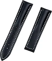 [UMCNVV] 20mm Genuine Cow Leather Watch Band For Omega Strap Seamaster 300 DE VILLE AT150 AQUA TERRA 150 Watchband Deployment Buckle
