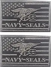 2 PCS AliPlus America Navy Seals Patches Embroidered Tactical Morale Patch Hook and Loop (Grey) Navy Seals 03