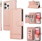 YocoverTech for iPhone 11 Pro Case,for iPhone 11 Pro Wallet Case[5 Card Slots+a Pocket+Mirror] PU Leather Folio Flip Magnetic Cover-Rose Gold