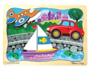 Melissa & Doug Transport Trio - Layered Wood Puzzle (NEW) 3735