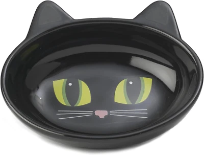 Petrageous Ceramic Oval Cat Bowl, Black