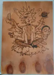 Rick and Morty Pyrography Art, woodburning, wood, wood burning, tips, heat, art