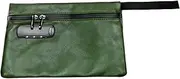 [bigjvbfv] Locked Money Bag with Zipper PU Leather Cash Lock Waterproof Locking Deposit Bag Portable Locking Bank for Documents Home Travels(green)