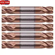 5Pcs 4Flute 3/8"x9/16"x2-1/2" Solid Carbide End Mill - Double End - TiSiN Coated