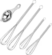 5 Pack Stainless Steel Mini Whisks Set with Egg Separator Includes 5 Inch and 7 Inch Small Wire Whisks for Baking Cooking Mixing Eggs Sauces Batters