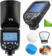 Godox V1 V1-F Flash w/XProII-F for Fuji Fujifilm Camera, TTL Flash Speedlite 1/8000 HSS, 480 Full Power Flashes, 1.5s Recycle Time, 76Ws 2600mAh Battery Godox Flash for Fuji Fujifilm Cameras