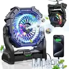 Misting Fan Portable,12000mAh Rechargeable Battery Powered Fan with RGB Light