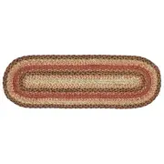 New Primitive Red Brown GINGERBREAD SPICE JUTE TABLE RUNNER Braided Rug Mat 27"