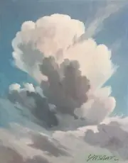 Clouds Sky Painting Pacific original canvas New Mexico Blue Sky 14"X 11"