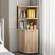 Corner Cabinet Corner Cabinet Shelf Corner Storage Bedroom Side Cabinet Corner Storage Unit(Natural)