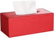 Leather Tissue Box Holder Rectangle Tissue Box Cover Case Napkin Holder for Home Office Car Red Tissue Box Holder