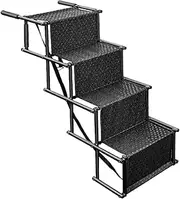 Fenteer Pet Ramp for Vehicle 4 Step Folding Accessory for Dogs and Cats, Black with Pattern