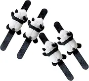 SUPVOX 4pcs Cartoon Panda Plush Slap Bracelets Cute Snap Wristbands for Parties Festivals and Gentle Skin Fit for All Wrists