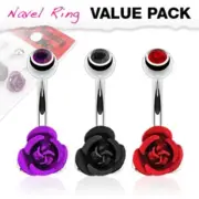 Body Accentz® Belly Button Ring Navel Assorted Color CZ Top Colored Metal Fl