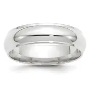 Solid 18K White Gold 6mm Half Round with Edge Men's/Women's Wedding Band Ring Size 11