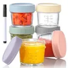 6-PK Glass Baby Food Storage Containers - 4oz with Lids Microwave/ Freezer Safe