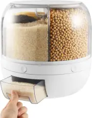 Grain Storage Container Dispenser, 6 Grids Rice Dispenser Rotating, 360° Rotati