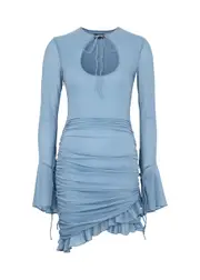 DE LA Vali Galle Ruched Chiffon Mini Dress - Dark Blue - 10 (UK10 / S) 10 (UK10 / S)