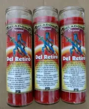 3X DEL RETIRO VELADORAS/ WARD AWAY EVIL SPIRITS - 3 GLASS CANDLES - ENVIO GRATIS