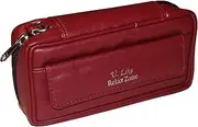 Tobacco Smoking Pipe Case/Bag in Leatherette for 2 Pipes (Red)
