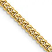 14K Yellow Gold 20 Inch 3.5mm Solid Miami Cuban Link With Lobster Clasp Chain