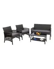 [Gardeon] Outdoor Sofa Set Wicker Harp Chair Table Garden Furniture 4PCS in Grey
