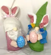2 - Easter Bunny Gnomes with Easter Eggs Handmade Faceless Plush Dolls