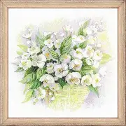 RIOLIS 1467 - Watercolor Jasmine - Counted Cross Stitch Kit 11¾" x 11¾" Zweigart 14 ct. White AIDA 21 Colors