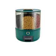 Green Small 23*23*28cm 6 Grid Grain Storage Box Rotating Partition Sealed Jar Food Grade Transparent Round Rice Bucket for Kitchen