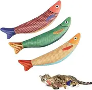3 Pcs Catnip Toys,cat Fish Toys,Cat Teething Toys,Soft and Durable Catnip Wrinkle Sound Toys,Catnip Stuffed Fish Cat Teeth Chew Toys Interactive Cat Kick Toys Indoor Kitten Exercise