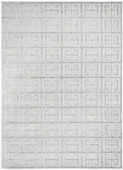 Empire Silver Geometric Greek Key Rug