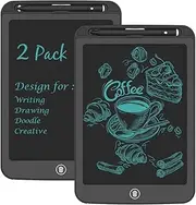 [2 Pack] TIQUS LCD Writing Tablet Pad 9.25 Inch Ewriter Electronic Board and MeMO Notes for and Adults at Home School and Office Middle Stylus [Black]