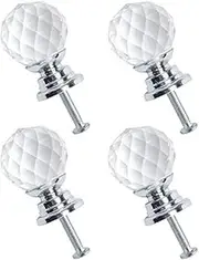 Crystal Drawer Knobs,Dresser Knobs,4 Pieces Door Knobs Crystal Aluminum Alloy Knobs Round Base Shaped Knob Drawer Pull Handle Furniture Wardrobe Cupboard Dresser Pale Blue, 30x31mm (Color : OneColor