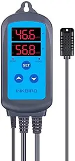 Inkbird Digital Pre-Wired Outlet Dual Stage Humidity Controller IHC-200 for Mushroom Ventilator Fan Crawl Space Curing Meat Grow Room Tent Humidifier Dehumidifier
