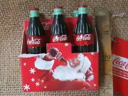Coca Cola Coke Santa on Six Pack Bottles Ornament NEW