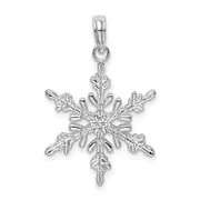 Sterling Silver De-Ani Rhodium-Plated Polished Snowflake Pendant