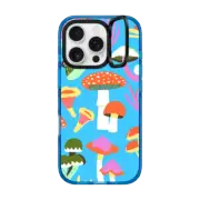 iPhone 16 Pro Impact Ring Stand Case MagSafe Compatible Blue Mushroom by Naomi Wilkinson