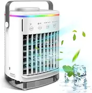 [ele ELEOPTION] Portable Air Conditioners with 4 Speeds 7 Colors, Mini Ac Unit for Bedroom Air Cooler for Room Car Ac for Outdoor Camping Small Desktop Cooling Fan USB Powered