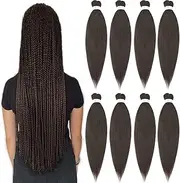 Braiding Hair Pre Stretched 20''-8 Packs Synthetic Braiding Hair Crochet Braids Braiding Hair Hot Water Setting Professional Soft Yaki Straight Texture (20inch,#4)