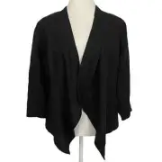 CHICO’S | NWT Black Linen 3/4 Sleeve Drape Casual Jacket Retail $99 Sz M