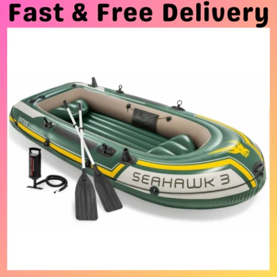Intex Seahawk Boat Challenger Inflatable Sports 3 Person Oars + Pump River Lake