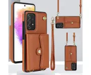 RFID Blocking Wallet Case for Samsung Galaxy A73 5G - Brown