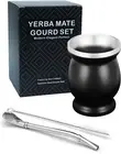 Yerba Mate Natural Gourd/Tea Cup Set Brown (Original Traditional Mate Cup - 8 Ou
