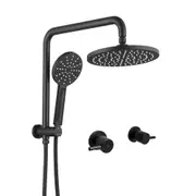 Decaura Rain Shower Head Set 9" Brass Gooseneck Shower Rail Black WELS with Quater Turn Shower Twin Taps