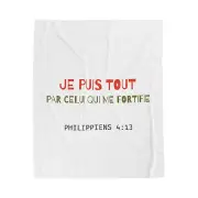 Couverture chaude blanche avec verset biblique