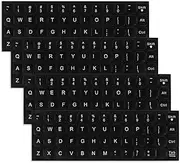Laptop Keyboard Stickers, 4 Pcs Universal English Keyboard Letter Stickers Laptop Keyboard Letters Replacement Stickers Matte Black Background and White Lettering Stickers for Computer Laptop Desktop