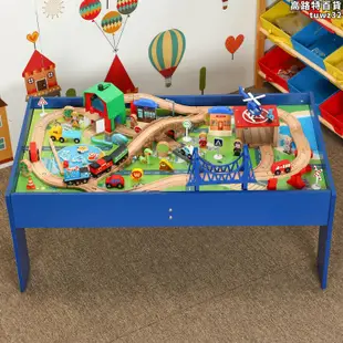 品牌木質電動小火車軌道遊戲桌多功能幼兒園幼兒玩具積木桌
