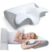 Memory Foam Cervical Pillow, 2 in 1 Ergonomic Contour Orthopedic Pillow Gray