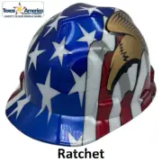 MSA Freedom Series Cap Style Hard Hat Ratchet Suspension - Flag with 2 Eagles